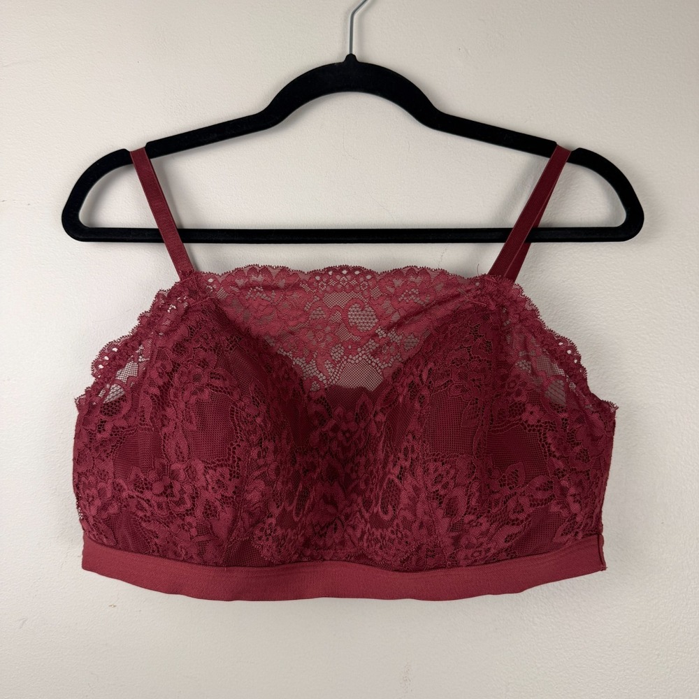 Torrid Lace Bralette Bra Women's 2X /2 Red Floral Adjustable Straps Wireless